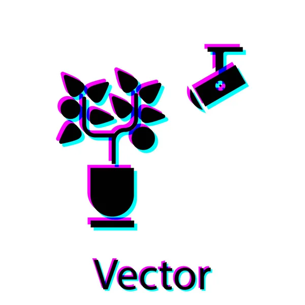 Schwarze Smart-Farming-Technologie - Automatisierungssystem für die Landwirtschaft im App-Symbol isoliert auf weißem Hintergrund. Vektorillustration — Stockvektor