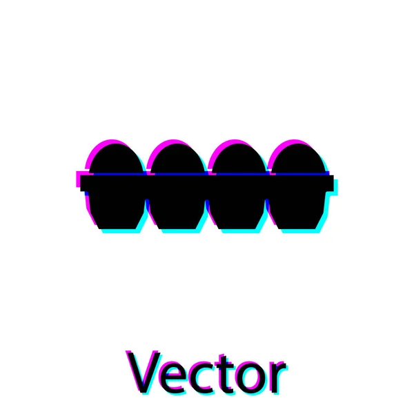 Черный куриное яйцо в коробке значок изолирован на белом фоне. Векторная миграция — стоковый вектор