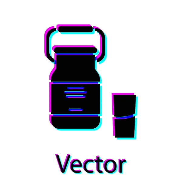Contenedor Black Can para leche e icono de vidrio aislado sobre fondo blanco. Ilustración vectorial — Vector de stock
