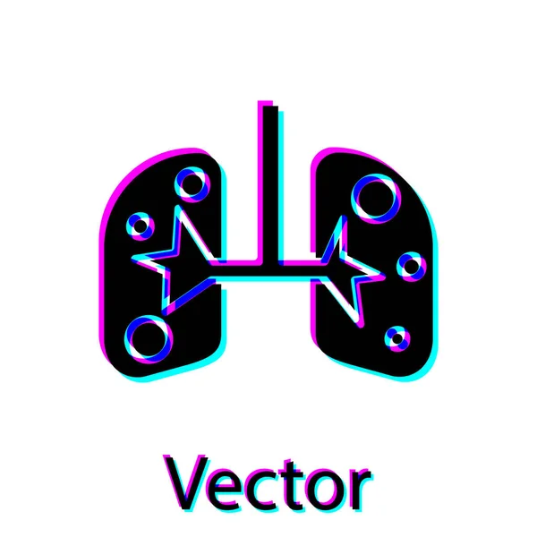 Schwarzes Lungensymbol isoliert auf weißem Hintergrund. Vektorillustration — Stockvektor