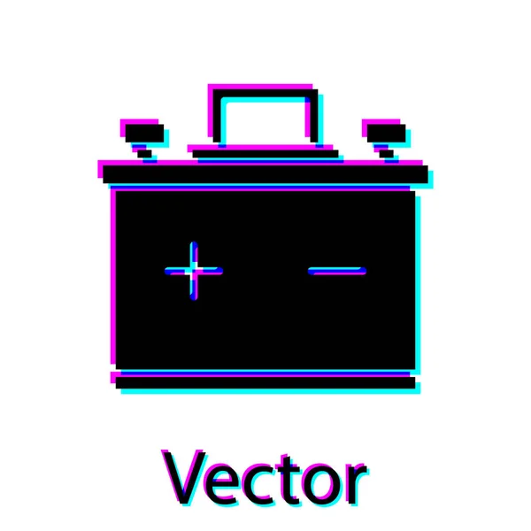 Icône de batterie voiture noire isolée sur fond blanc. Accumulateur batterie énergie et accumulateur d'électricité batterie. Illustration vectorielle — Image vectorielle