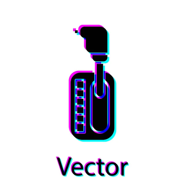 Ícone de comutador de engrenagem preto isolado no fundo branco. Ícone de transmissão. Ilustração vetorial — Vetor de Stock