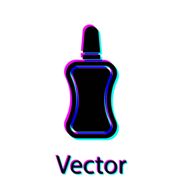 Ícone de garrafa de esmalte preto isolado no fundo branco. Ilustração vetorial — Vetor de Stock