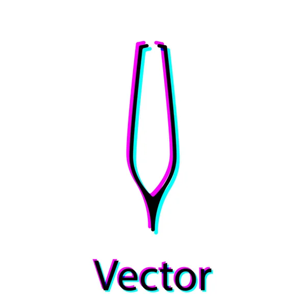 Ícone preto das pinças da sobrancelha isolado no fundo branco. Pinças cosméticas para cabelos encravados. Ilustração vetorial — Vetor de Stock