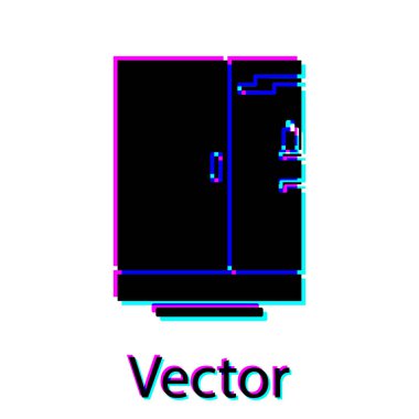Beyaz arka planda siyah duş kabini simgesi izole edildi. Vektör İllüstrasyonu