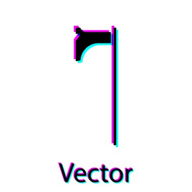 Siyah Ortaçağ balta simgesi beyaz arka planda izole edildi. Savaş baltası, cellat baltası. Ortaçağ silahı. Vektör İllüstrasyonu