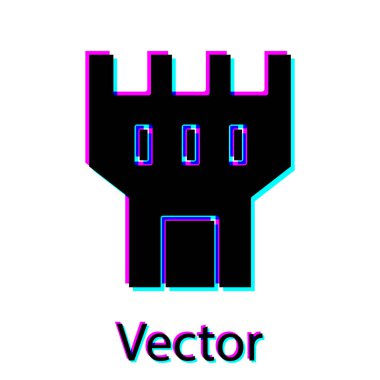 Beyaz arka planda Kara Kale ikonu izole edildi. Kale işareti. Vektör İllüstrasyonu