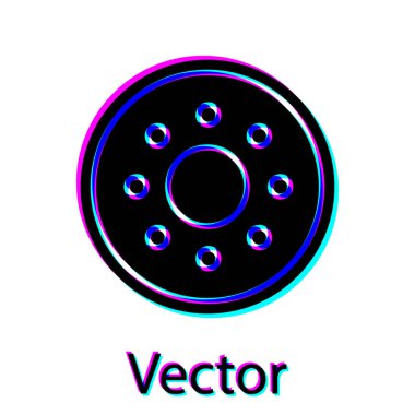 Siyah yuvarlak tahta kalkan ikonu beyaz arkaplanda izole edilmiş. Güvenlik, güvenlik, koruma, mahremiyet, koruma kavramı. Vektör İllüstrasyonu
