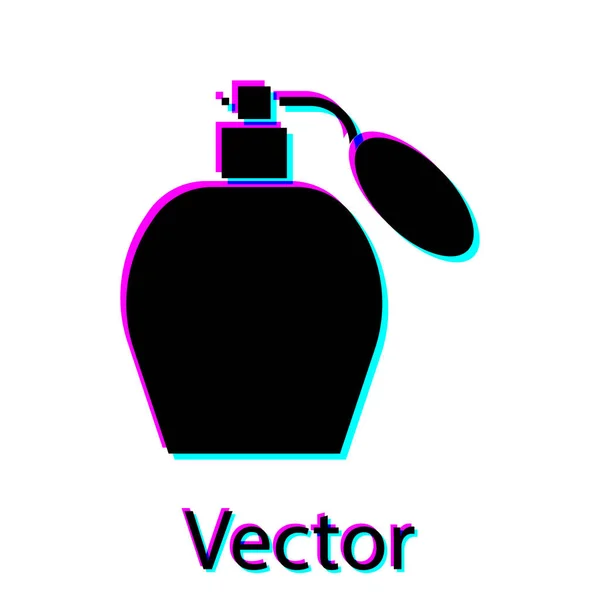 Ícone de perfume preto isolado no fundo branco. Ilustração vetorial — Vetor de Stock