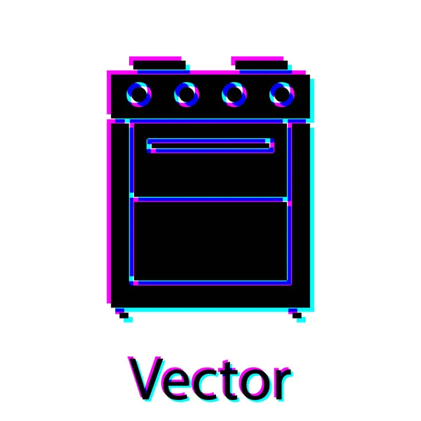 Ícone de forno preto isolado no fundo branco. Fogão sinal forno a gás. Ilustração vetorial — Vetor de Stock