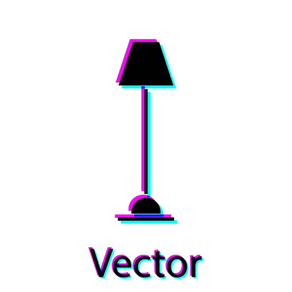 Schwarzes Symbol der Stehlampe isoliert auf weißem Hintergrund. Vektorillustration — Stockvektor