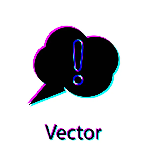 Black Speech bubble and Exclamation icon isolated on white background. FAQ sign. Copy files, chat speech bubble and chart. Vector Illustration — 스톡 벡터