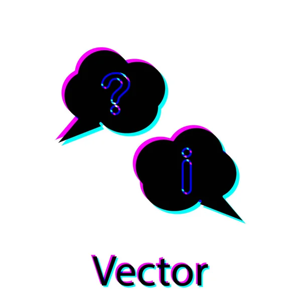 Black Speech bule cu întrebare și exclamare pictograma izolat pe fundal alb. Semn FAQ. Copiați fișierele, bule de vorbire chat și diagramă. Vector Illustration — Vector de stoc