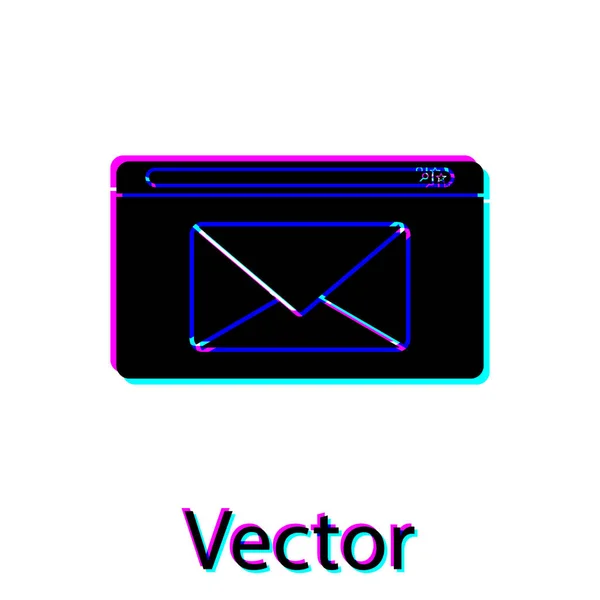 Schwarze Post und E-Mail-Symbol isoliert auf weißem Hintergrund. Umschlag-Symbol E-Mail. E-Mail-Zeichen. Vektorillustration — Stockvektor