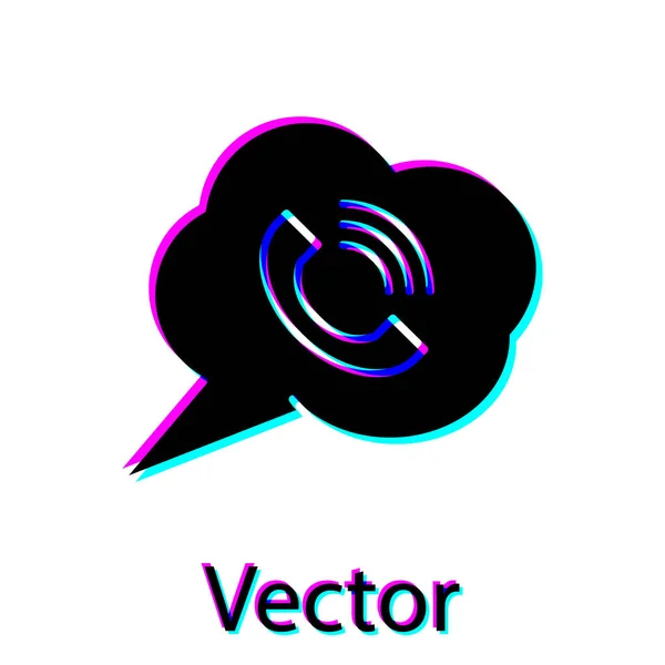 Bulle de parole noire avec icône d'appel téléphonique isolée sur fond blanc. Illustration vectorielle — Image vectorielle