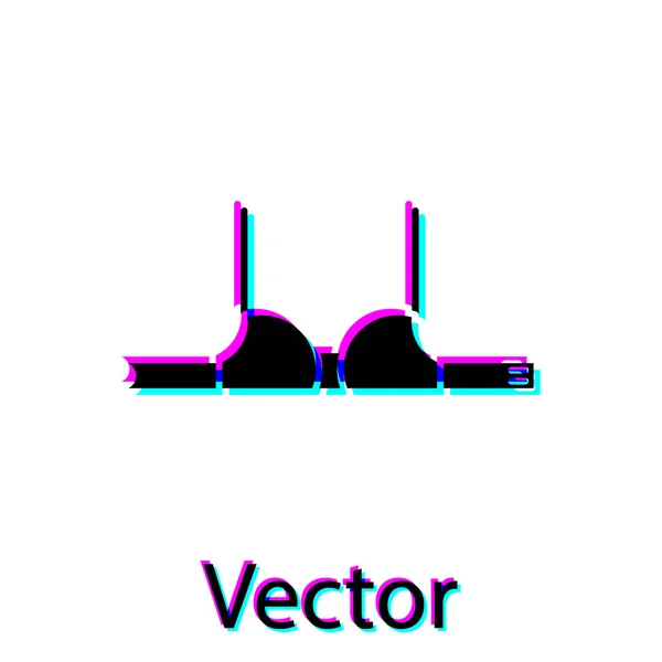 Svart BH ikon isolerad på vit bakgrund. Kvinnliga underkläder. Vektor Illustration — Stock vektor