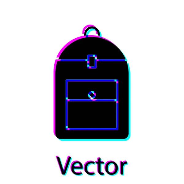 Ícone de mochila preta isolado no fundo branco. Ilustração vetorial — Vetor de Stock