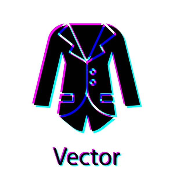 Blazer negro o icono de la chaqueta aislado sobre fondo blanco. Ilustración vectorial — Vector de stock