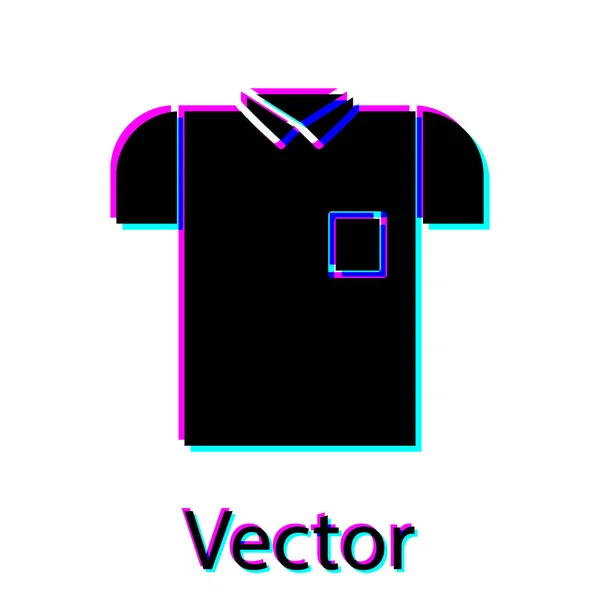 Ícone de camisa Polo preto isolado no fundo branco. Ilustração vetorial — Vetor de Stock