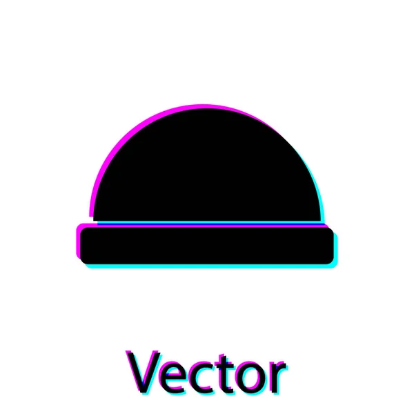 Ícone de chapéu de gorro preto isolado no fundo branco. Ilustração vetorial — Vetor de Stock