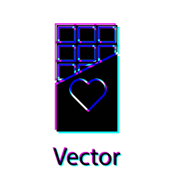 Schwarzer Schokoriegel auf weißem Hintergrund isoliert. Valentinstag-Symbol. Vektorillustration — Stockvektor