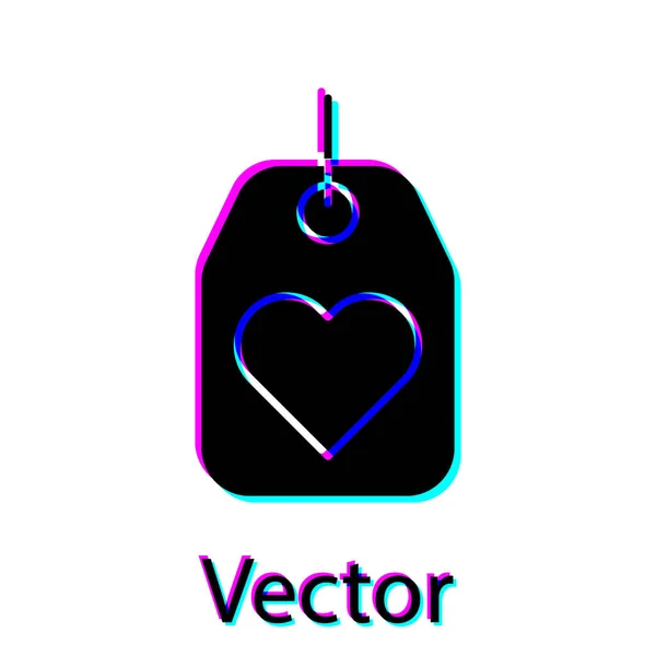Icono de etiqueta Corazón Negro aislado sobre fondo blanco. Símbolo de amor. Símbolo de San Valentín. Ilustración vectorial — Vector de stock