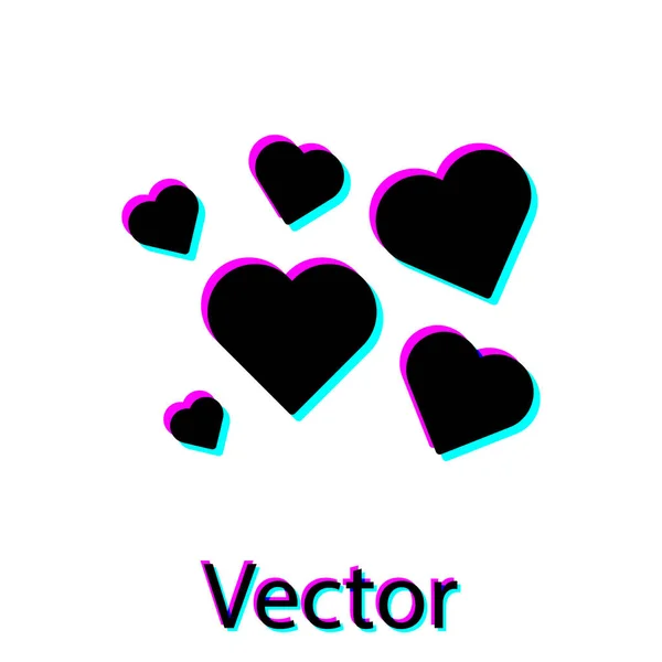 Icono Corazón Negro aislado sobre fondo blanco. Símbolo romántico vinculado, unirse, pasión y boda. Símbolo de San Valentín. Ilustración vectorial — Vector de stock