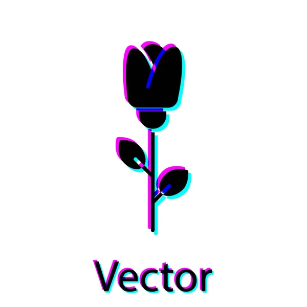 Flor negra rosa icono aislado sobre fondo blanco. Ilustración vectorial — Vector de stock