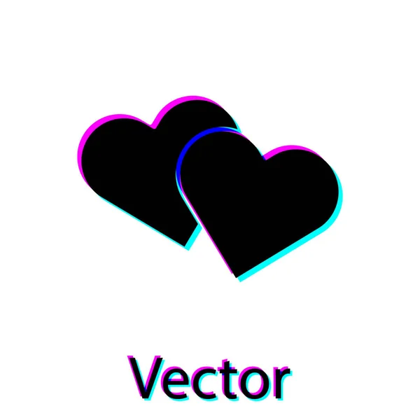 Icono Corazón Negro aislado sobre fondo blanco. Símbolo romántico vinculado, unirse, pasión y boda. Símbolo de San Valentín. Ilustración vectorial — Vector de stock