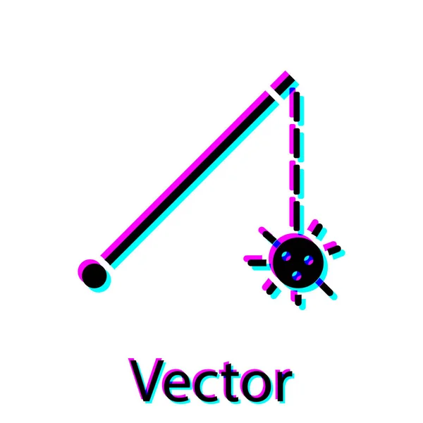 Ícone de bola de maça preto medieval acorrentado isolado no fundo branco. Arma medieval. Ilustração vetorial — Vetor de Stock