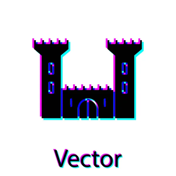 Icono del Castillo Negro aislado sobre fondo blanco. Signo de fortaleza. Ilustración vectorial — Vector de stock