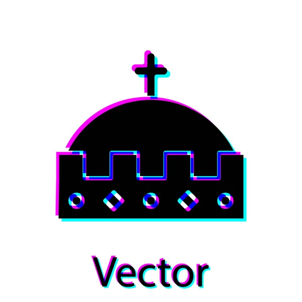 Icona corona re nero isolato su sfondo bianco. Illustrazione vettoriale — Vettoriale Stock