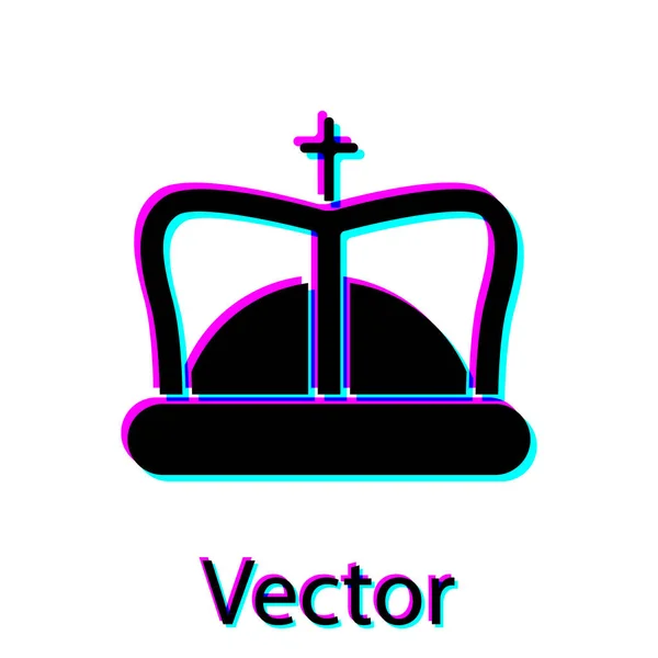 Ícone da coroa do rei preto isolado no fundo branco. Ilustração vetorial — Vetor de Stock