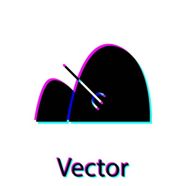 Schwarzer Heuballen und Rechen-Symbol isoliert auf weißem Hintergrund. Vektorillustration — Stockvektor