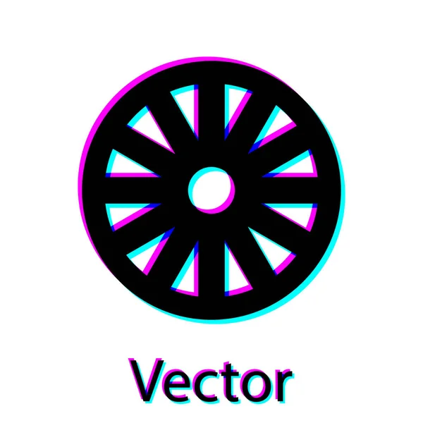 Schwarzes altes hölzernes Radsymbol isoliert auf weißem Hintergrund. Vektorillustration — Stockvektor