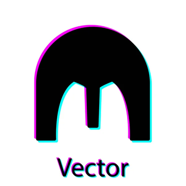 Schwarzer mittelalterlicher Eisenhelm für das Symbol des Kopfschutzes isoliert auf weißem Hintergrund. Vektorillustration — Stockvektor