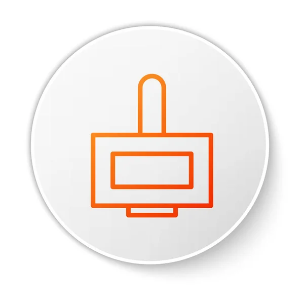 Orange line Nail polish bottle icon isolated on white background. White circle button. Vector Illustration — Stock Vector