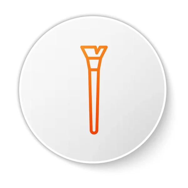 Linha laranja Ícone de pincel de maquiagem isolado no fundo branco. Botão de círculo branco. Ilustração vetorial —  Vetores de Stock