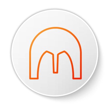 Ortaçağ demir kaskı, beyaz arka planda izole edilmiş kafa koruma ikonu için. Beyaz daire düğmesi. Vektör İllüstrasyonu