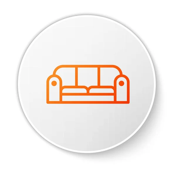 Иконка Orange line Sofa выделена на белом фоне. Кнопка белого круга. Векторная миграция — стоковый вектор