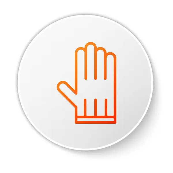 Línea naranja Icono de guante de cuero aislado sobre fondo blanco. Botón círculo blanco. Ilustración vectorial — Vector de stock