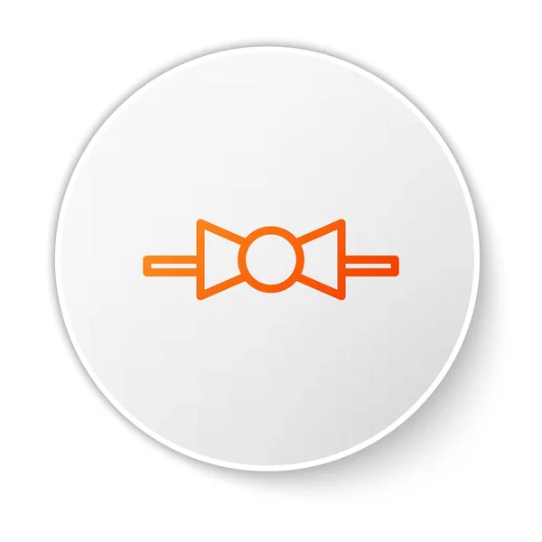 Оранжевая линия Боу галстук выделен на белом фоне. Кнопка белого круга. Векторная миграция — стоковый вектор