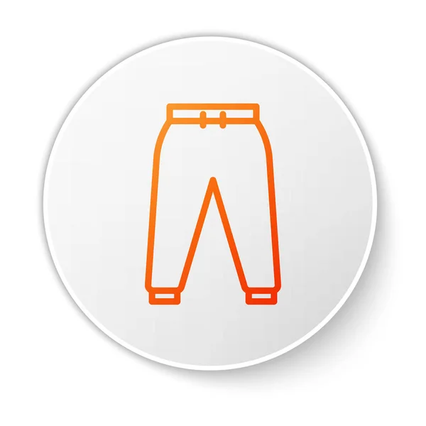 Laranja linha Sport calças ícone isolado no fundo branco. Botão de círculo branco. Ilustração vetorial — Vetor de Stock