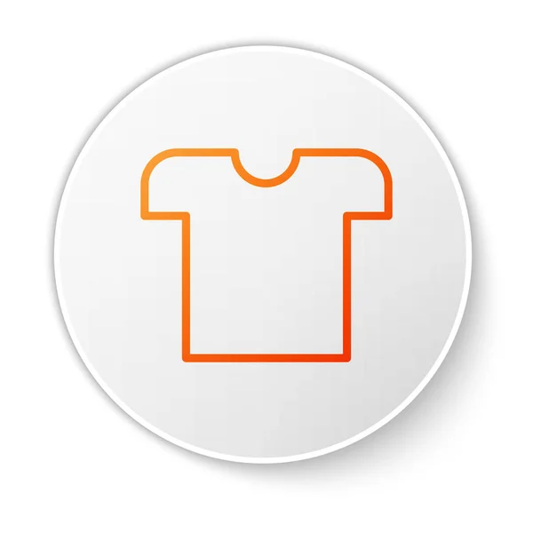 Oranje lijn T-shirt icoon geïsoleerd op witte achtergrond. Witte cirkel knop. Vector Illustratie — Stockvector