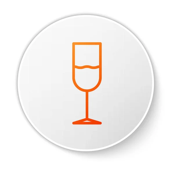 Línea naranja Icono de cristal de vino aislado sobre fondo blanco. Icono de vino. Símbolo de copa. Señal de cristalería. Botón círculo blanco. Ilustración vectorial — Archivo Imágenes Vectoriales