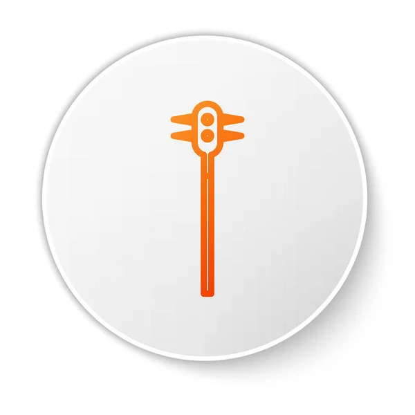 Narancs vonal Középkori láncú buzogány labda ikon elszigetelt fehér háttérrel. Középkori fegyver. Fehér kör gomb. Vektorillusztráció — Stock Vector