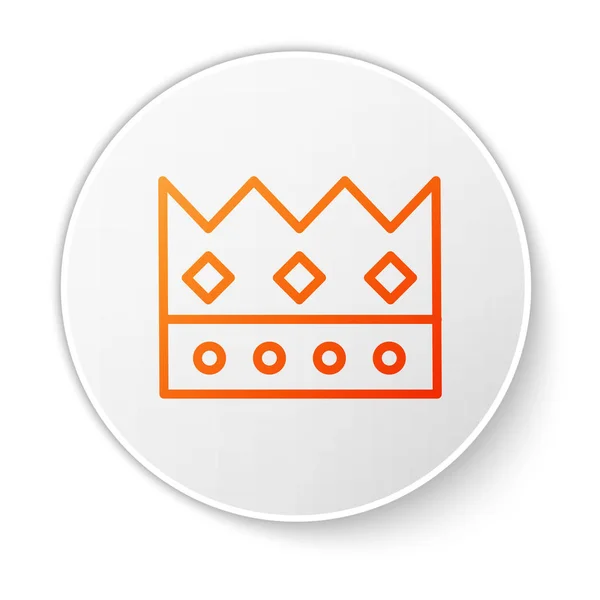 Línea naranja Icono de corona King aislado sobre fondo blanco. Botón círculo blanco. Ilustración vectorial — Archivo Imágenes Vectoriales