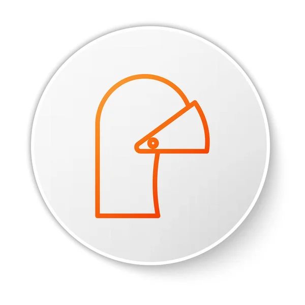 Оранжевая линия Средневековый железный шлем для защиты головы значок изолирован на белом фоне. Кнопка белого круга. Векторная миграция — стоковый вектор