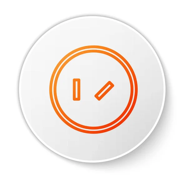 Orange line Round wooden shield icon isolated on white background. Security, safety, protection, privacy, guard concept. White circle button. Vector Illustration — 스톡 벡터