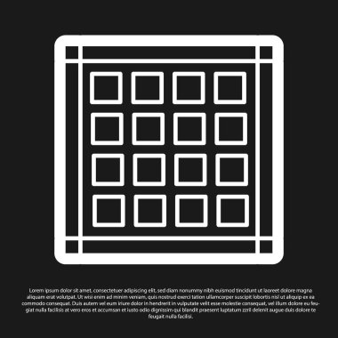 Siyah arkaplanda siyah kareli peçete simgesi izole edildi. Vektör İllüstrasyonu